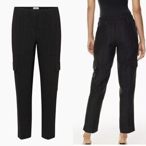 Babaton TITAN CARGO PANT Aritzia US 10 black linen blend work causal‎ trousers